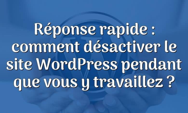 Réponse rapide : comment désactiver le site WordPress pendant que vous y travaillez ?